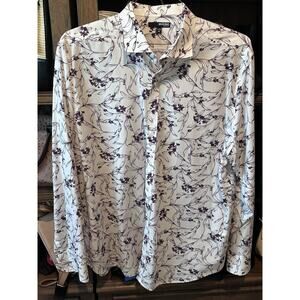 Murano Slim Fit Long Sleeve Purple And White XL